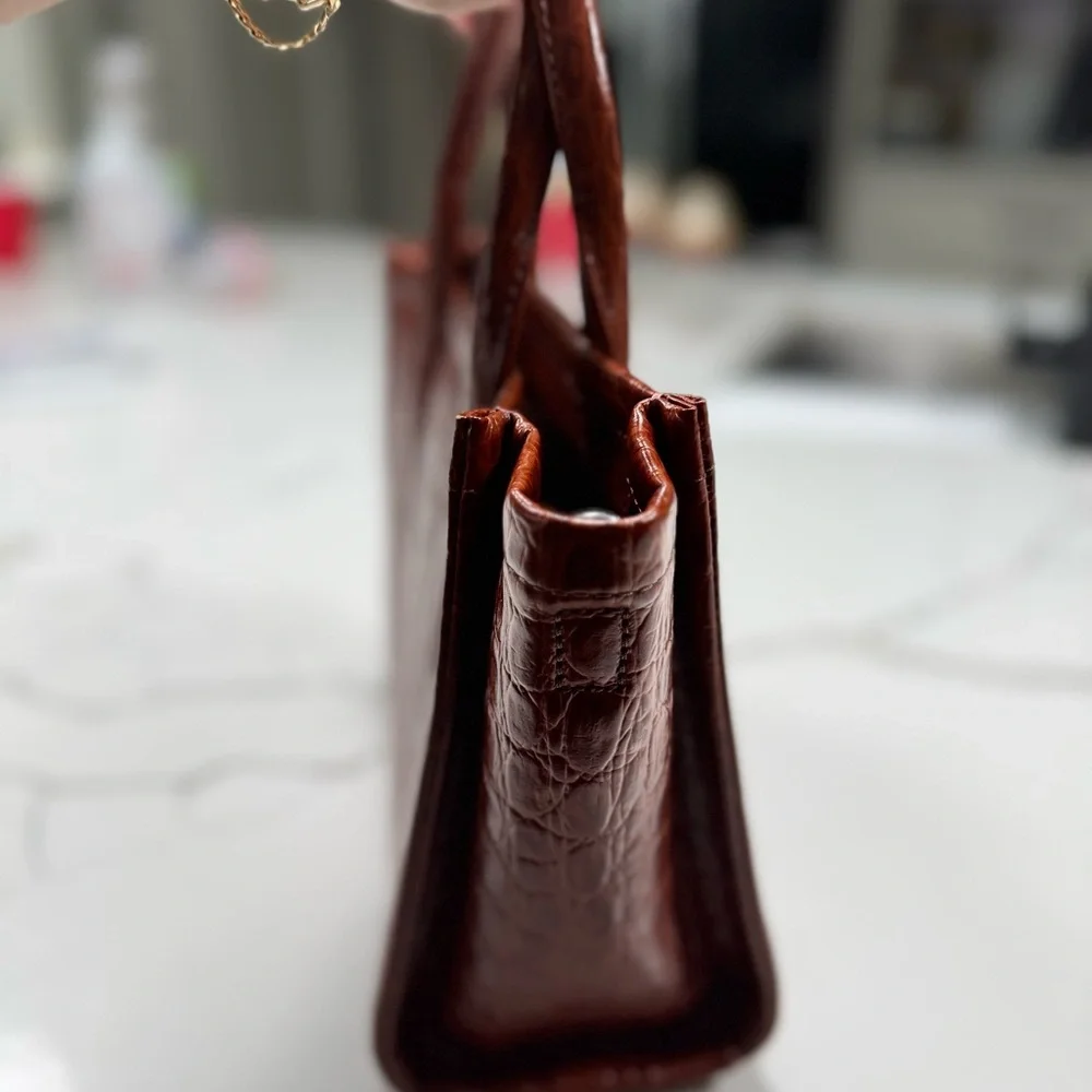 Marc Jacobs Cognac Croc-Embossed Tote - Picture 6 of 8